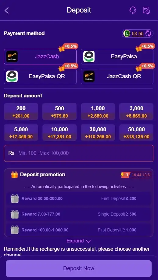 Deposit your Funds