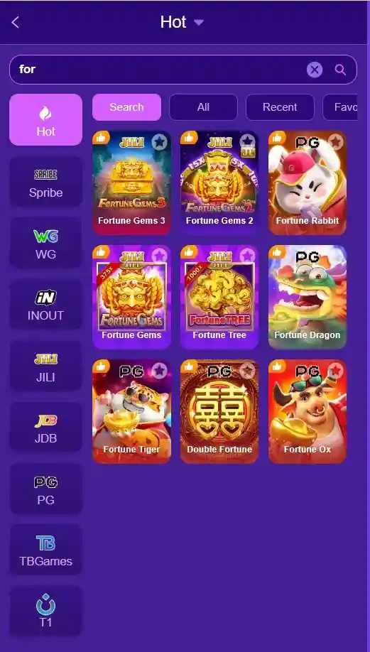 Games Included like Fortune Gems