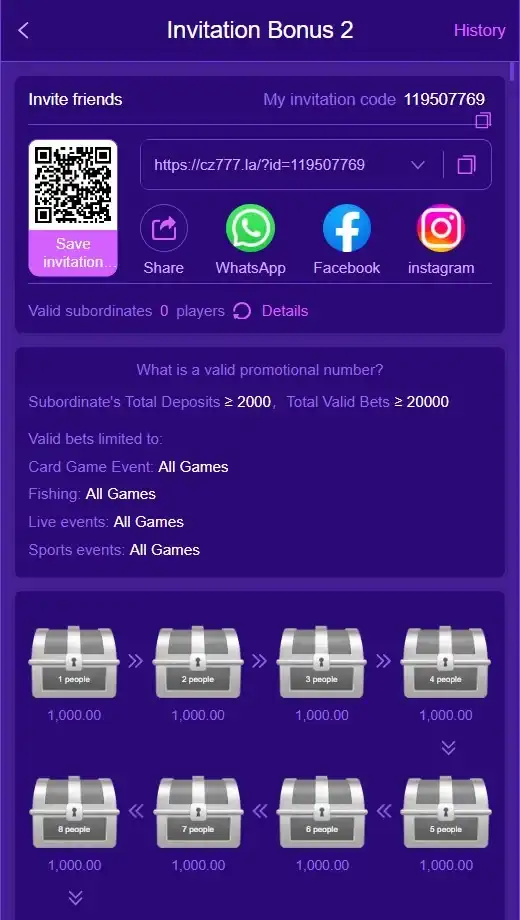 Invite bonus 2 RS 1000